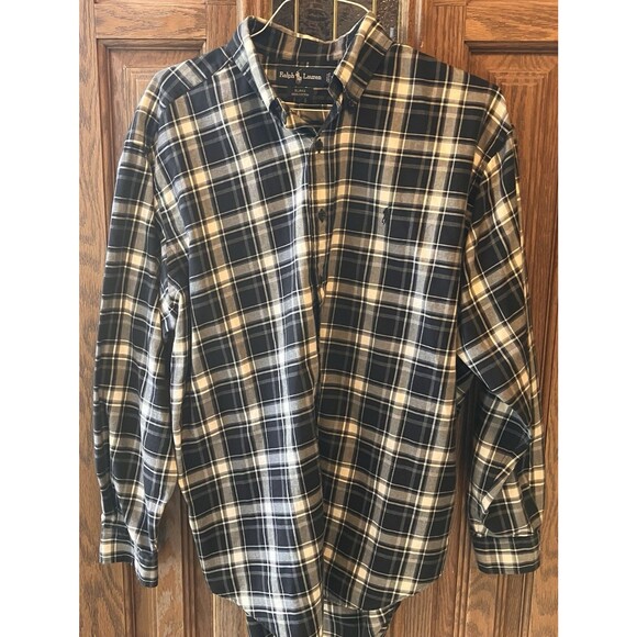 Polo Ralph Lauren Other - VTG Polo Ralph Lauren Blake Button Down Shirt Men Large Black Plaid Cotton Pony